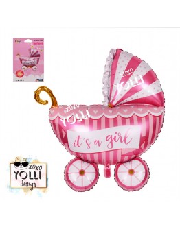 Балон Бебешка количка /в розово/ 107 см