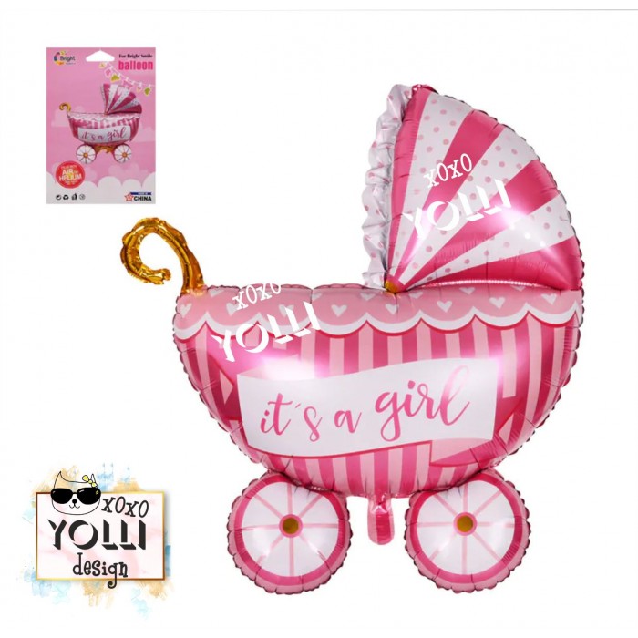 Балон Бебешка количка /в розово/ 107 см