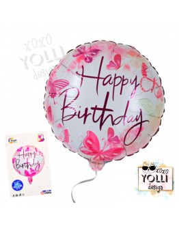 Балон "Happy Birthday" с пеперуди 45 см